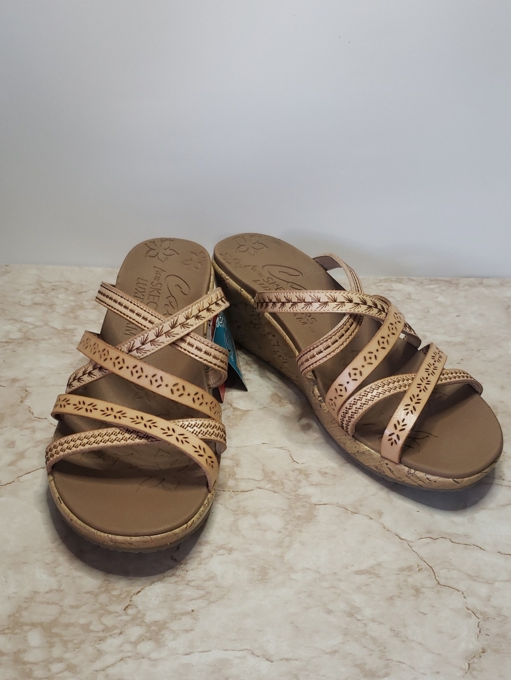 Sketchers Women's Strappy Slide Sandals in Light Tan Size 10 New